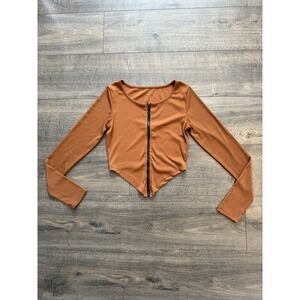 Hathne Women S Sexy Ribbed Cropped Top Double Zipper Blouse Beachwear Poolwear